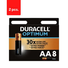 Paristot DURACELL Optimum, AA, 8 kpl, pakkaus 2 kpl. hinta ja tiedot | Duracell Valaistus ja sähkölaitteet | hobbyhall.fi