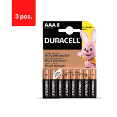 Paristot DURACELL AAA, LR03, 8 kpl, pakkaus 3 kpl. hinta ja tiedot | Paristot | hobbyhall.fi