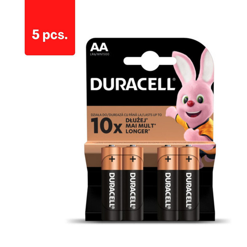 Paristot DURACELL AA, LR6, 4 kpl, pakkaus 5 kpl. hinta ja tiedot | Paristot | hobbyhall.fi