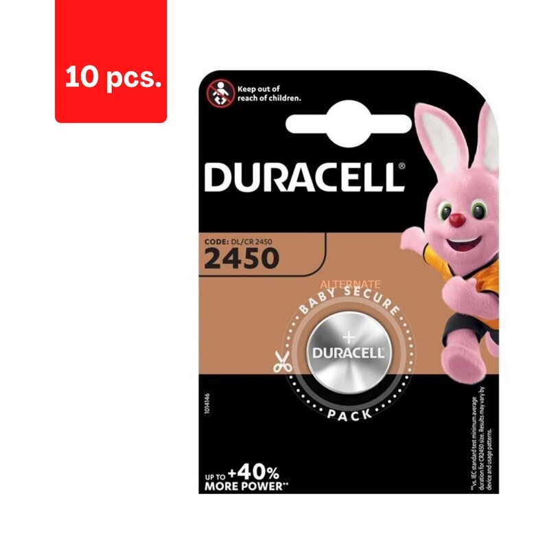 Paristot DURACELL 2450, 1 kpl, pakkaus 10 kpl. hinta ja tiedot | Paristot | hobbyhall.fi