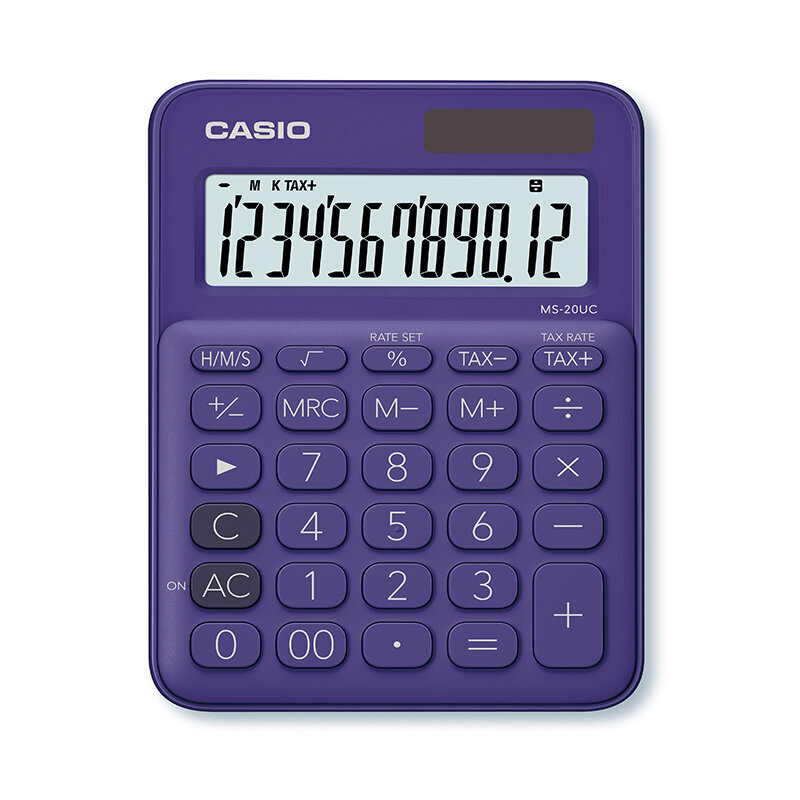 Pöytälaskin Casio MS-20UC, 105x150x23 mm, violetti hinta ja tiedot | Toimistotarvikkeet | hobbyhall.fi