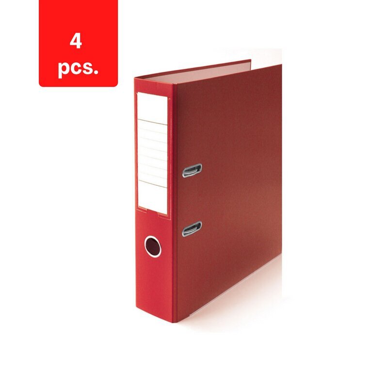 Kansio Eller, A4, taloudellinen, 75 mm pakkaus 4 kpl, punainen hinta ja tiedot | Toimistotarvikkeet | hobbyhall.fi