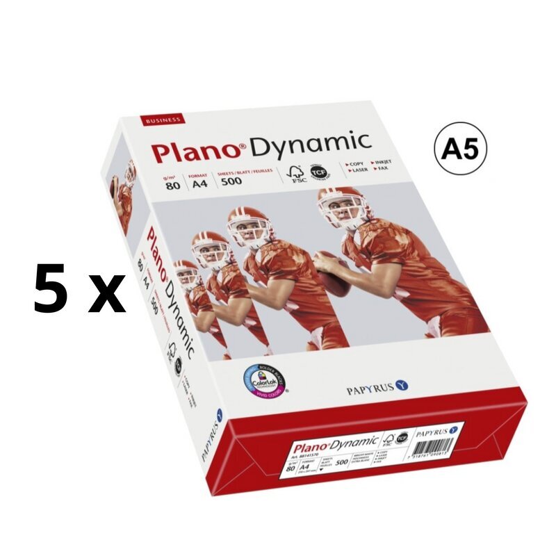 Toimistopaperi PlanoDynamic, A5, 80 g/m2, 500 arkkia, 5 kpl hinta ja tiedot | Vihkot, muistikirjat ja paperit | hobbyhall.fi