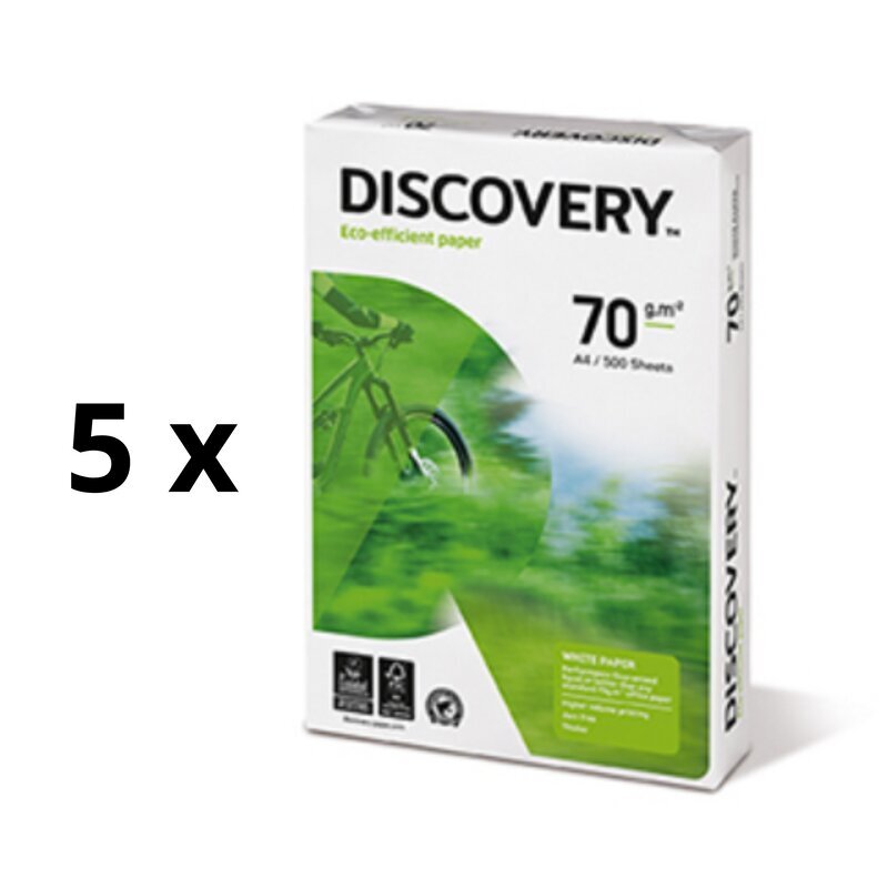 Toimistopaperi Discovery, A4, 70 g/m2, 500 arkkia, 5 kpl hinta ja tiedot | Vihkot, muistikirjat ja paperit | hobbyhall.fi