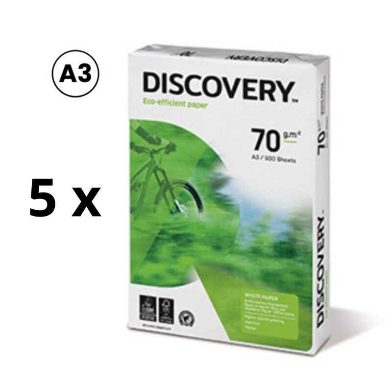 Toimistopaperi Discovery, A3, 70 g/m2, 500 arkkia, 5 kpl hinta ja tiedot | Vihkot, muistikirjat ja paperit | hobbyhall.fi