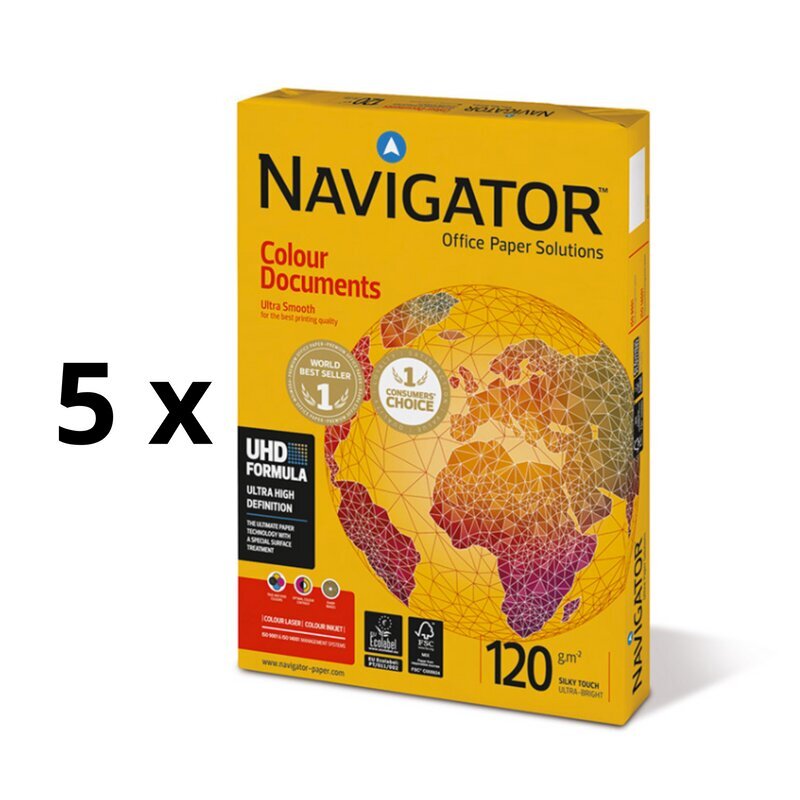 Toimistopaperi Navigator Color Documents, A3, 120 g/m2, 500 arkkia 5 kpl. hinta ja tiedot | Vihkot, muistikirjat ja paperit | hobbyhall.fi