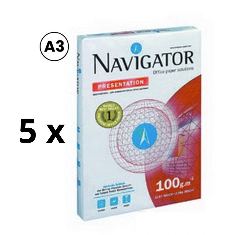 Toimistopaperi Navigator Presentation, A3, 100 g/m2, 500 arkkia 5 kpl hinta ja tiedot | Vihkot, muistikirjat ja paperit | hobbyhall.fi