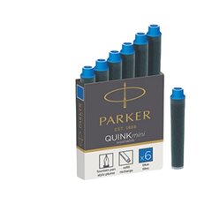 Mustekynän täyttöpakkaus Parker, lyhyt, 4 kpl, sininen hinta ja tiedot | Kirjoitusvälineet | hobbyhall.fi