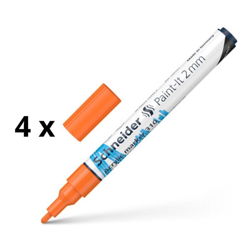 Akryylitussikynä Schneider Paint-it 310, 2 mm, oranssi, 4 kpl. hinta ja tiedot | Kirjoitusvälineet | hobbyhall.fi