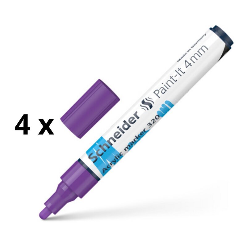 Akryylitussikynä Schneider Paint-it 320, 4 mm, violetti, 4 kpl. hinta ja tiedot | Kirjoitusvälineet | hobbyhall.fi