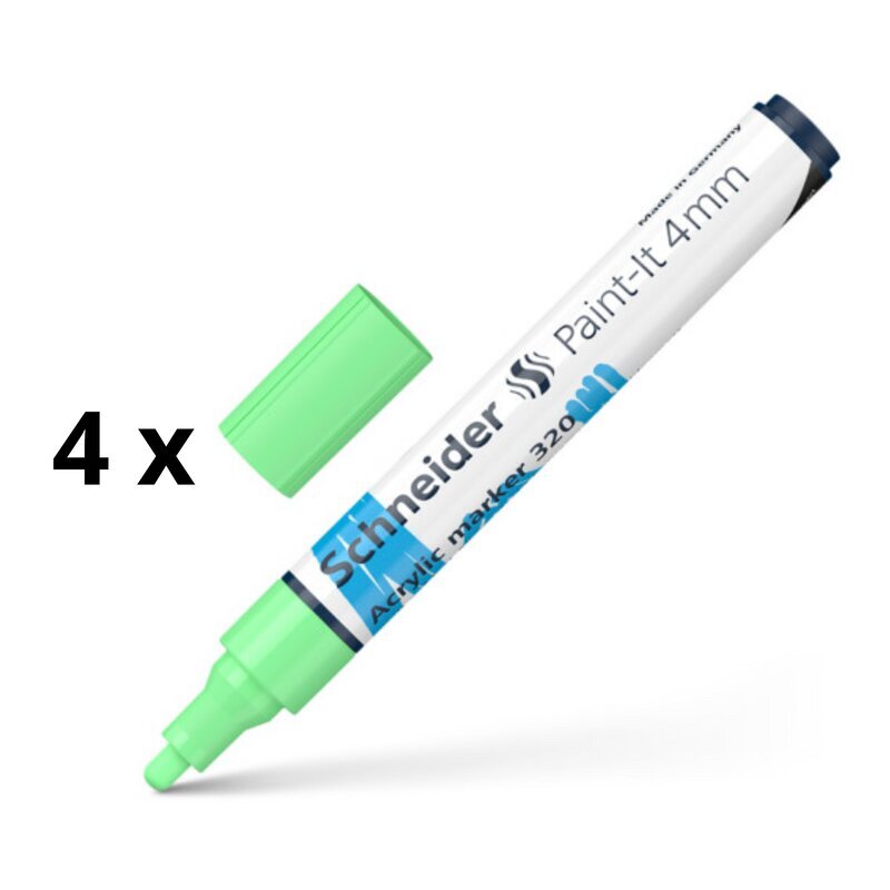 Akryylitussikynä Schneider Paint-it 320, 4 mm, vihreä, 4 kpl. hinta ja tiedot | Kirjoitusvälineet | hobbyhall.fi