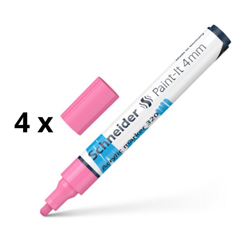 Akryylitussikynä Schneider Paint-it 320, 4 mm, pinkki, 4 kpl. hinta ja tiedot | Kirjoitusvälineet | hobbyhall.fi