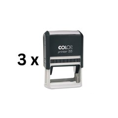 Kotelo COLOP PRINTER 55, musta kotelo sinisellä tyynyllä, pakkaus 3 kpl. hinta ja tiedot | Colop Koulutarvikkeet | hobbyhall.fi