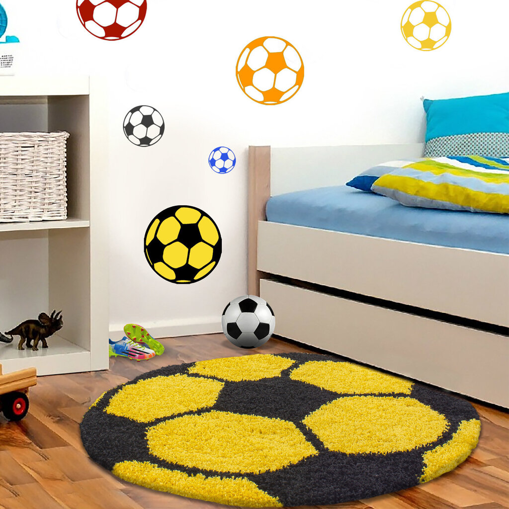 Lastenhuoneen matto Shaggy Fun Yellow, 100x100 cm hinta ja tiedot | Isot matot | hobbyhall.fi