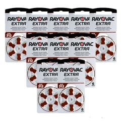 Rayovac Extra Advanced 312 paristot kuulokojeisiin, 60 kpl hinta ja tiedot | Paristot | hobbyhall.fi