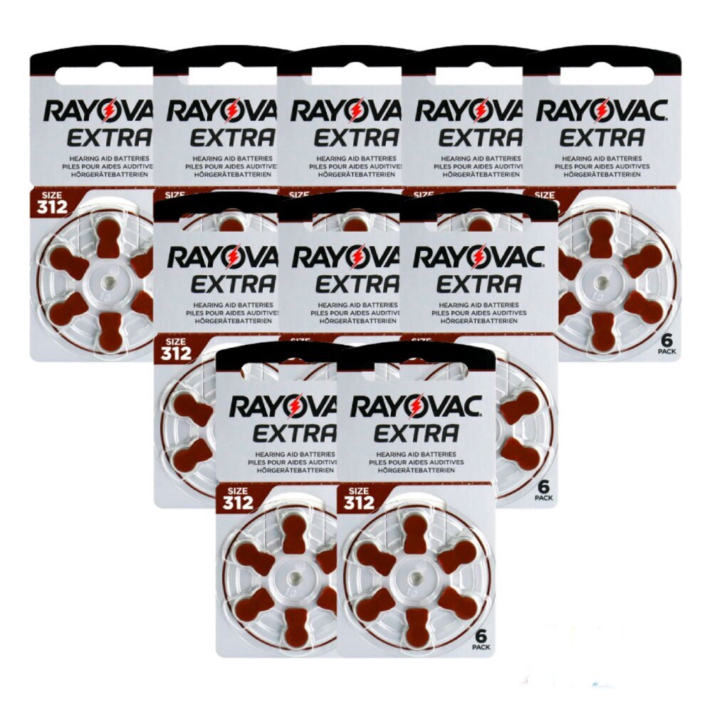 Rayovac Extra Advanced 312 paristot kuulokojeisiin, 60 kpl hinta ja tiedot | Paristot | hobbyhall.fi