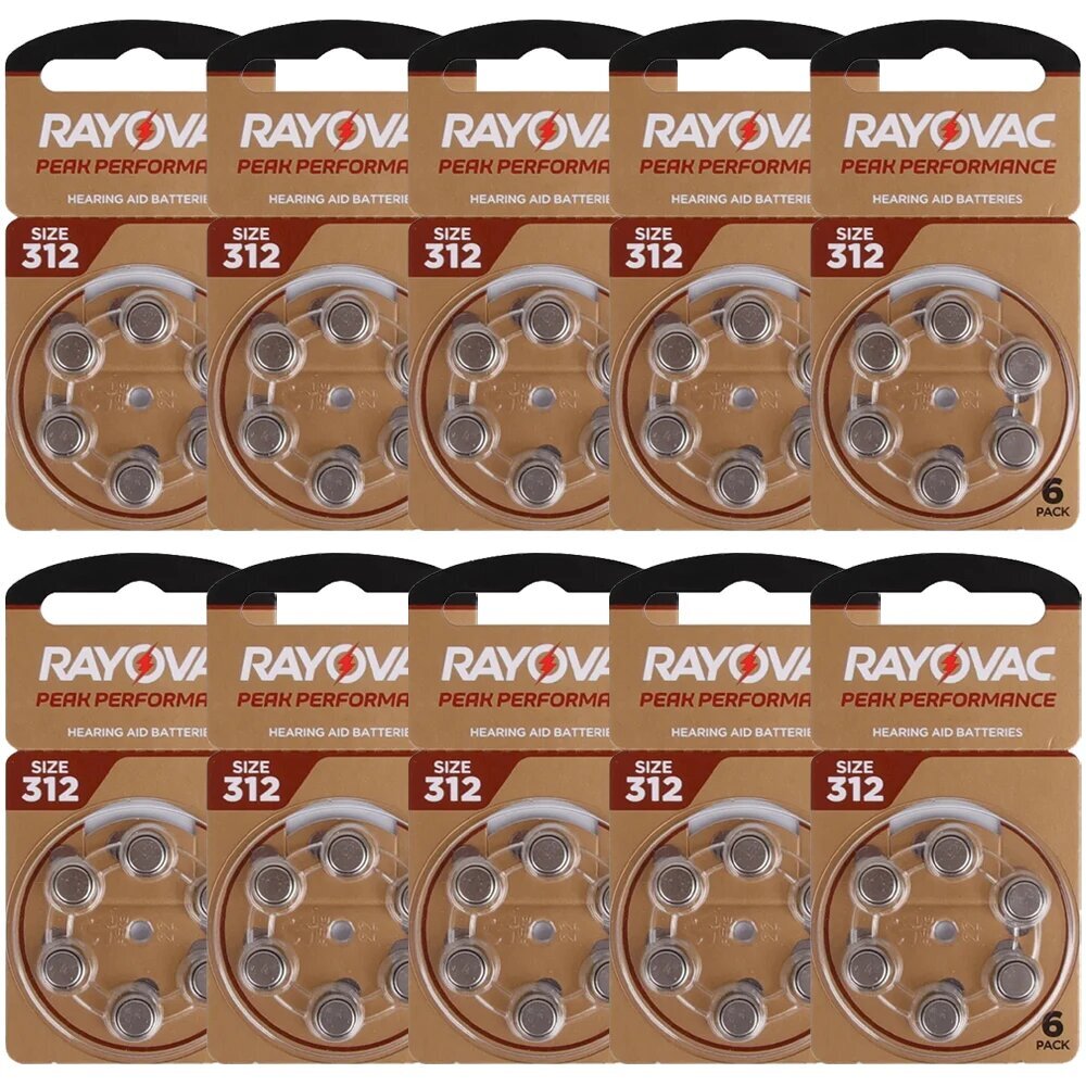 Rayovac Extra Advanced 312 paristot kuulokojeisiin, 60 kpl hinta ja tiedot | Paristot | hobbyhall.fi