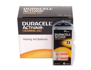 Paristot kuulokojeisiin Duracell ActivAir PR48 13, 60 kpl hinta ja tiedot | Duracell Kodin remontointi | hobbyhall.fi