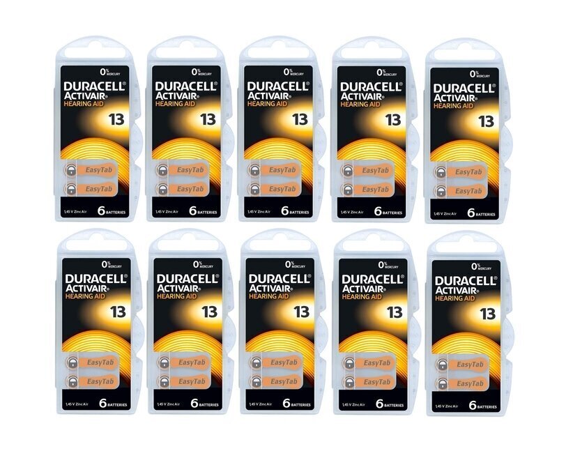 Paristot kuulokojeisiin Duracell ActivAir PR48 13, 60 kpl hinta ja tiedot | Paristot | hobbyhall.fi