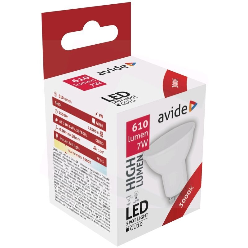 LED-lamppu 7W GU10 100° 3K AVIDE hinta ja tiedot | Lamput | hobbyhall.fi