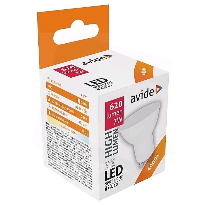 LED-lamppu 7W GU10 100° 4K AVIDE hinta ja tiedot | Lamput | hobbyhall.fi