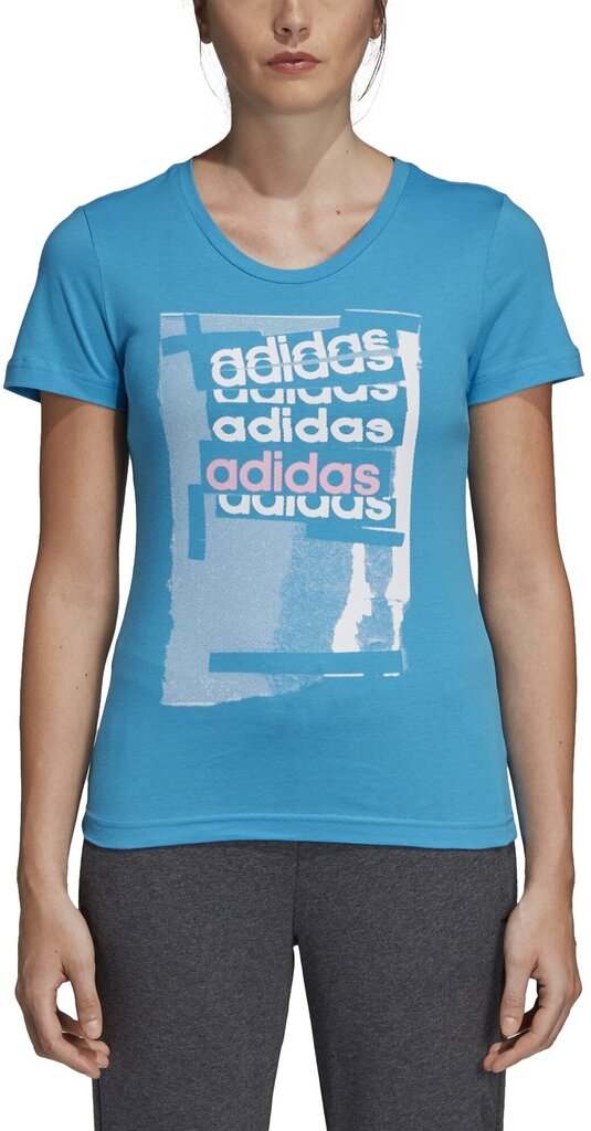 Adidas Puserot Linear Tee I Blue hinta ja tiedot | Naisten T-paidat | hobbyhall.fi