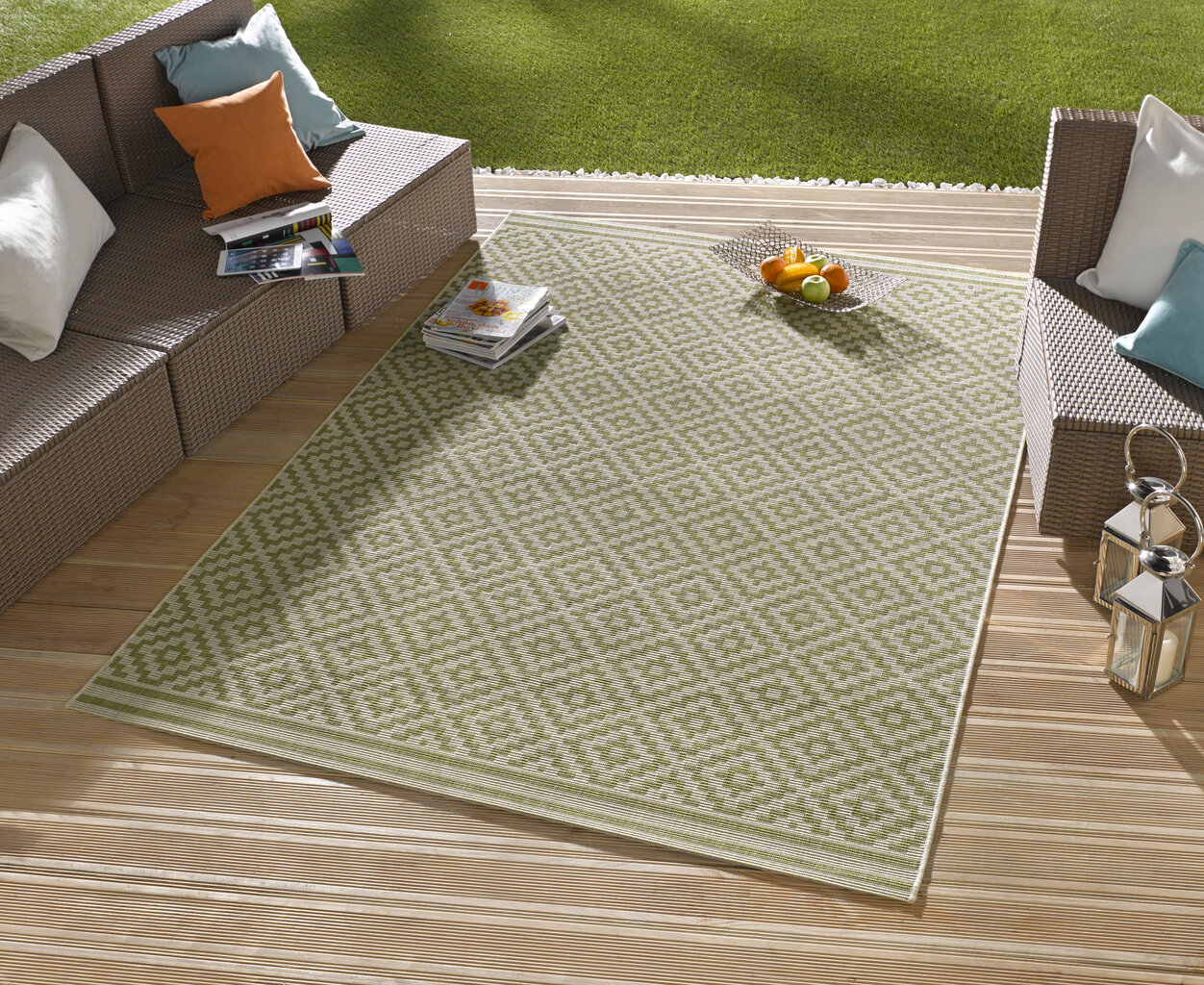 Northrugs matto Meadow Raute Green Cream, 80x200 cm hinta ja tiedot | Isot matot | hobbyhall.fi