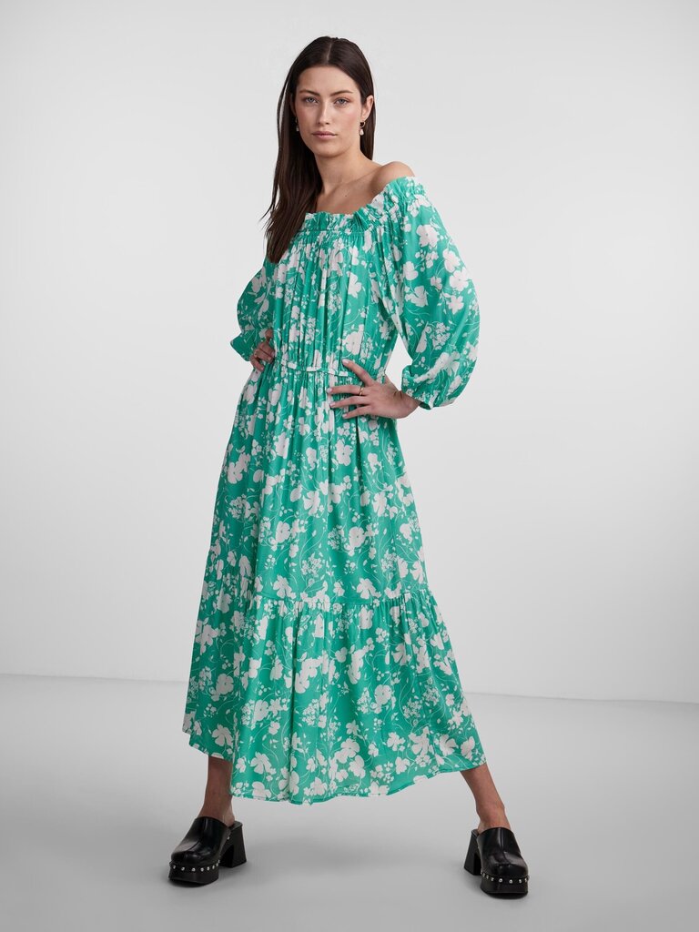 YAS naisten mekko 26030184*01, vihreä/valkoinen hinta ja tiedot | Mekot | hobbyhall.fi