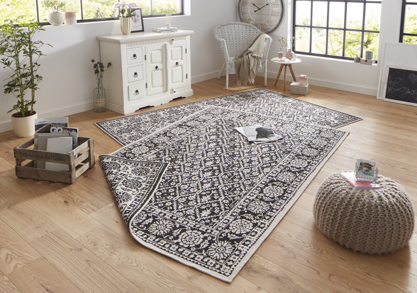 Northrugs matto Twin Curacao Black Cream, 80x350 cm hinta ja tiedot | Isot matot | hobbyhall.fi