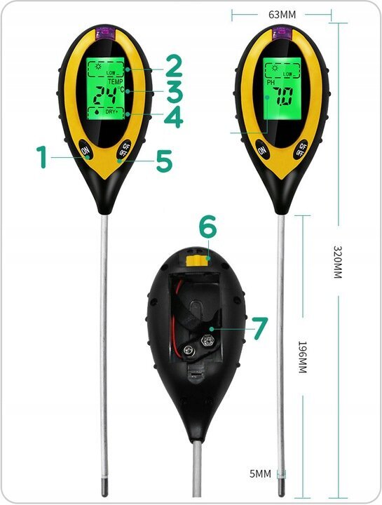 Happomittari - 4-in-1 maaperän pH-mittari, jossa insolaatioanturi hinta ja tiedot | Puutarhatyökalut | hobbyhall.fi