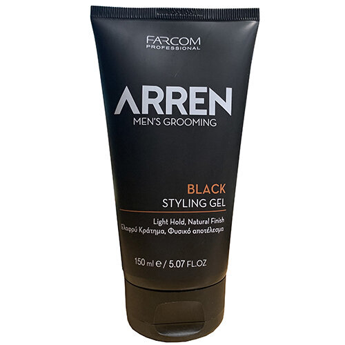 Musta hiusgeeli miehille Farcom Professional ARREN Miesten Grooming Black Styling Gel 150ml hinta ja tiedot | Kampaamotuotteet | hobbyhall.fi