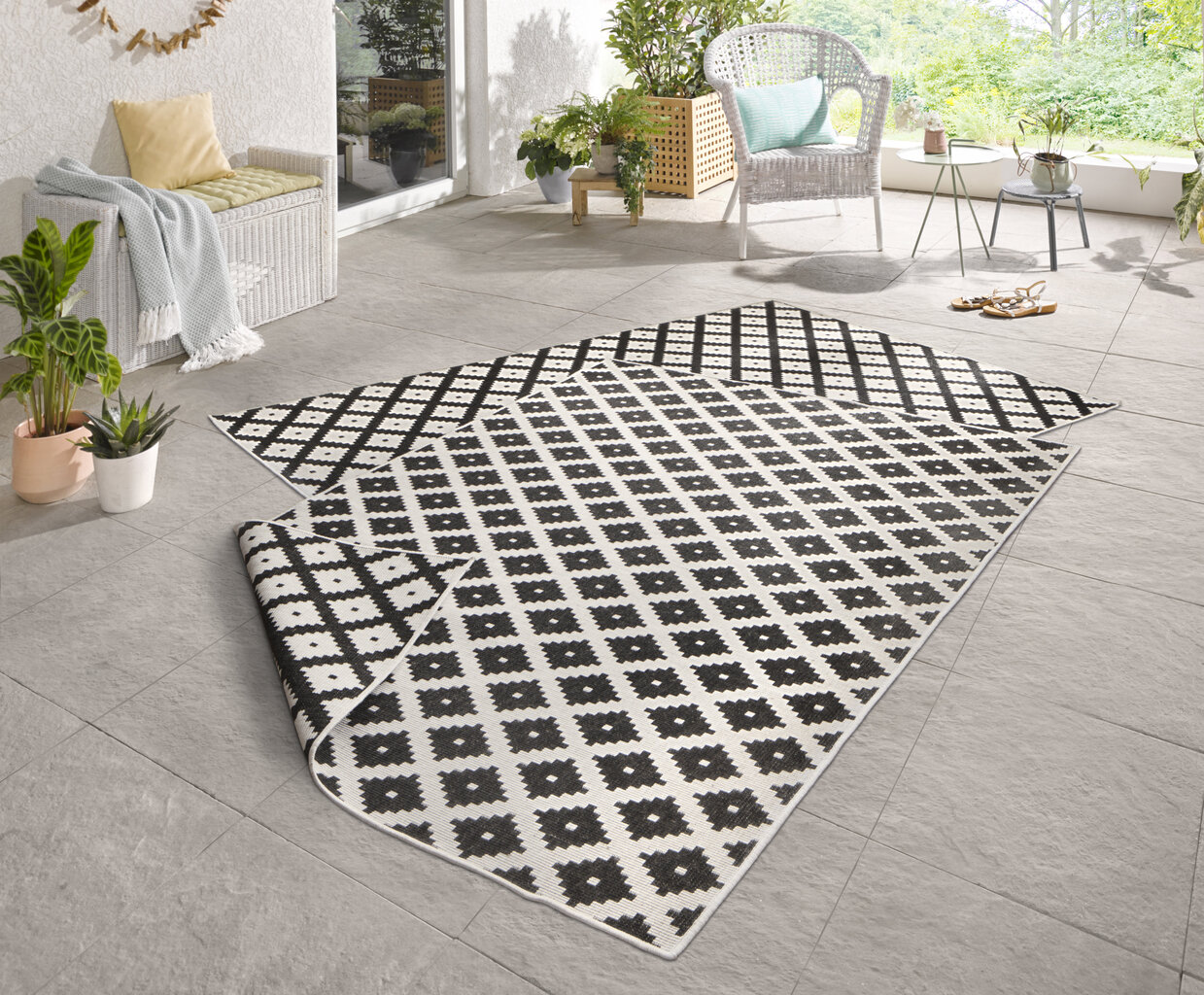 Northrugs matto Twin Nizza Black Cream, 80x350 cm hinta ja tiedot | Isot matot | hobbyhall.fi