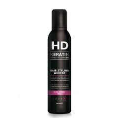 Erittäin vahva kiinnitys, volyymivaahto Farcom HD Keratin Ultra Strong Hold Hair Styling Mousse (5) 250ml hinta ja tiedot | Kampaamotuotteet | hobbyhall.fi