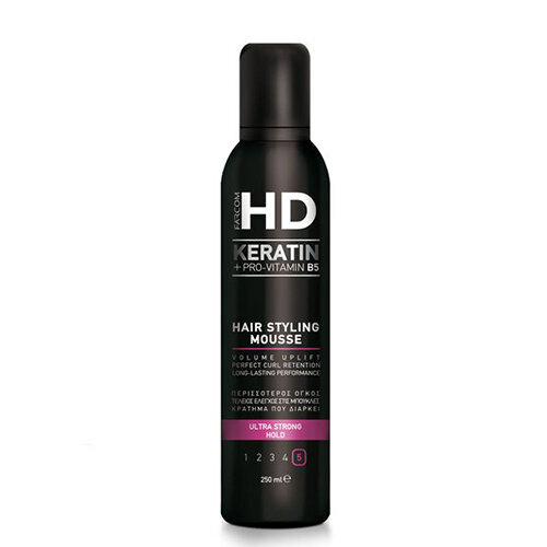 Erittäin vahva kiinnitys, volyymivaahto Farcom HD Keratin Ultra Strong Hold Hair Styling Mousse (5) 250ml