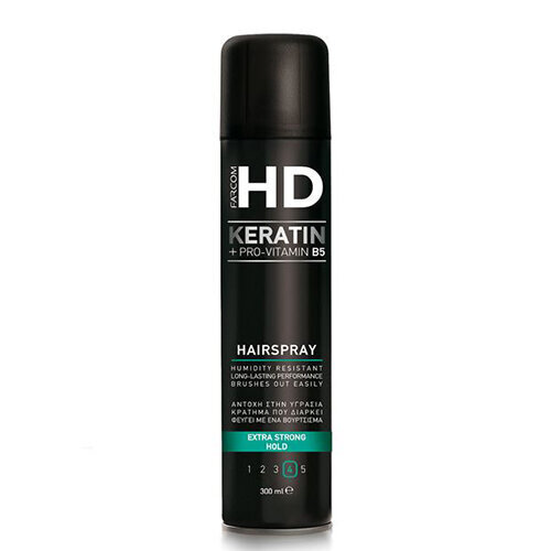 Vahvan pitoisuuden hiuslakka Farcom HD Keratin Extra Strong Hold Hairspray (4) 300ml hinta ja tiedot | Kampaamotuotteet | hobbyhall.fi