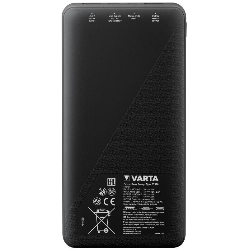 Varavirtalähde Varta Energy 20000mAh hinta ja tiedot | Varavirtalähteet | hobbyhall.fi