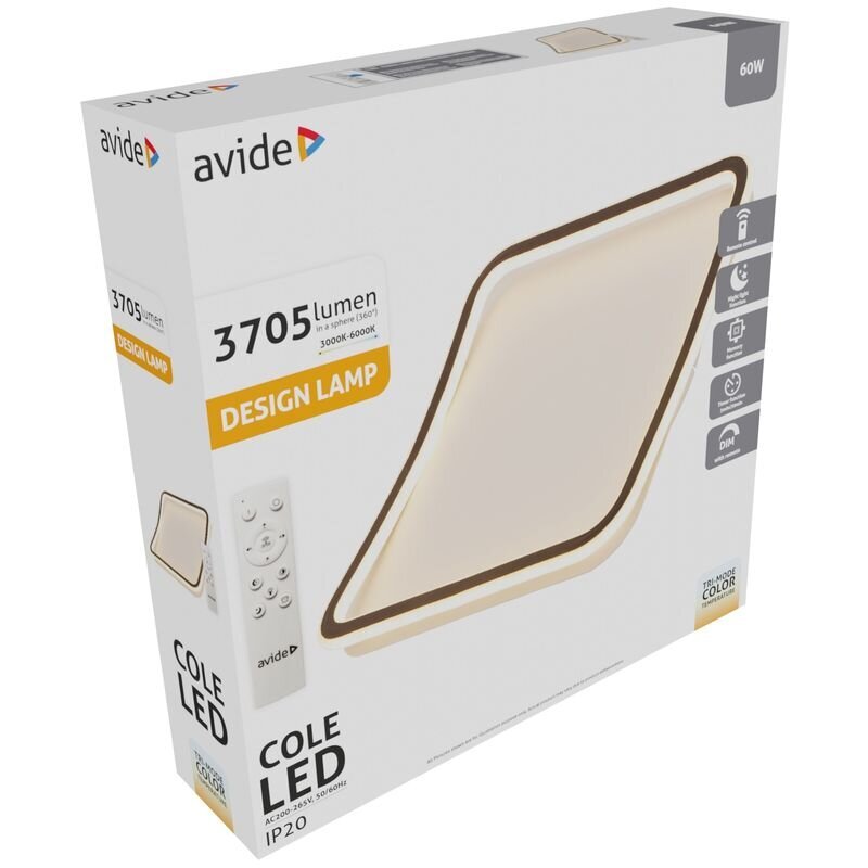 LED-kattovalaisin AVIDE Cole 60W kaukosäätimellä hinta ja tiedot | Kattovalaisimet | hobbyhall.fi