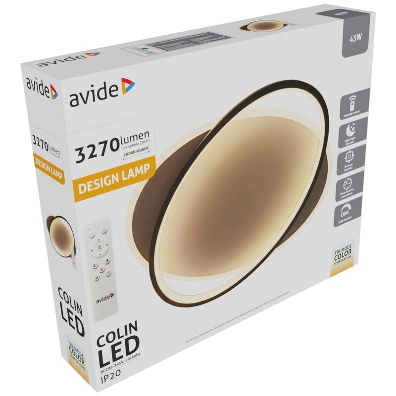 LED-kattovalaisin AVIDE Colin 43W kaukosäätimellä hinta ja tiedot | Kattovalaisimet | hobbyhall.fi