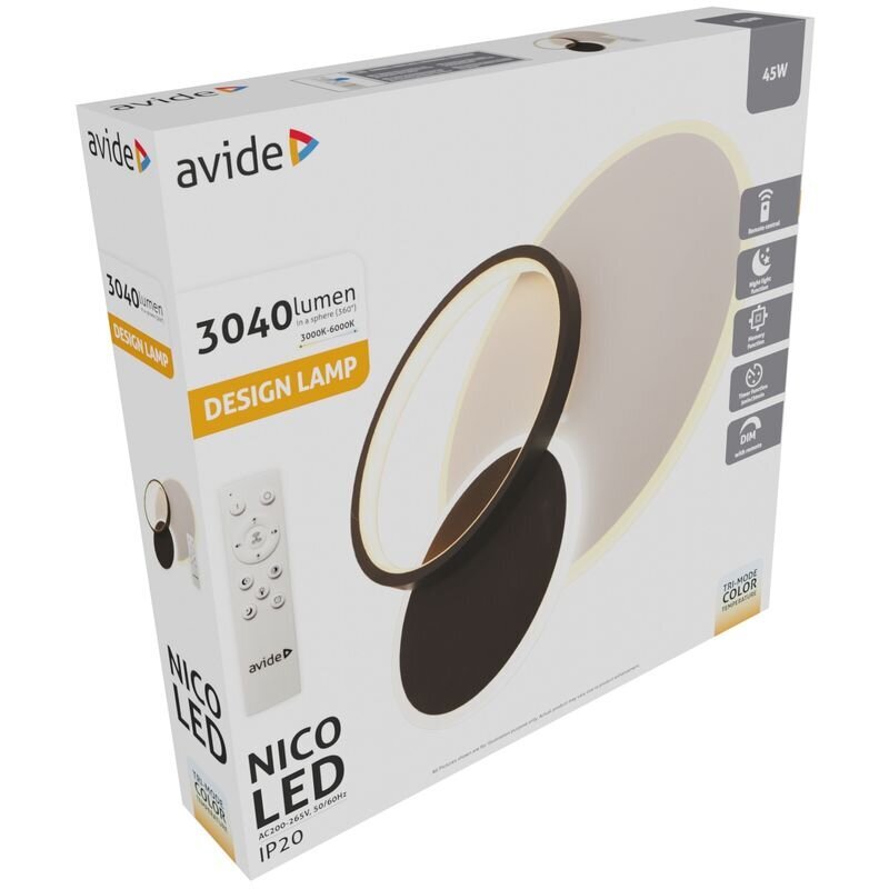 LED-kattovalaisin AVIDE Nico 45W kaukosäätimellä hinta ja tiedot | Kattovalaisimet | hobbyhall.fi