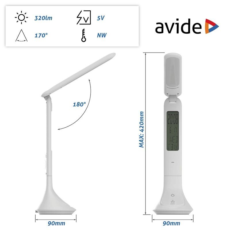 LED ladattava pöytävalaisin AVIDE Calendar 5W valkoinen hinta ja tiedot | Pöytävalaisimet | hobbyhall.fi