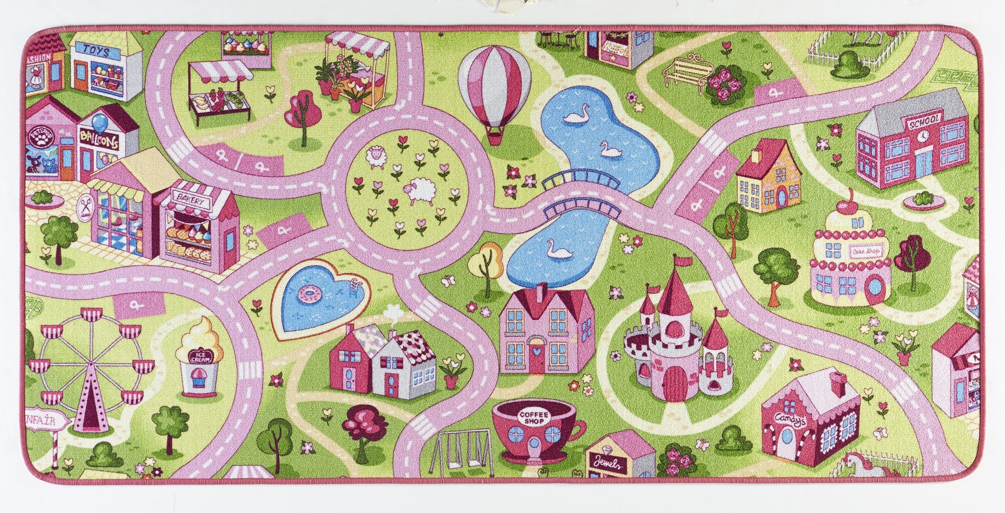 Lastenhuoneen Northrugs matto Hanse Home Play Sweet Town 90x200 cm, vaaleanpunainen hinta ja tiedot | Isot matot | hobbyhall.fi