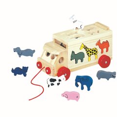 Puinen eläinauto Bino, 11 osaa hinta ja tiedot | Kehittävät lelut | hobbyhall.fi