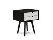 Yöpöytä Mazzinis Sofas Elm, 2 laatikkoa, musta/valkoinen hinta ja tiedot | Yöpöydät | hobbyhall.fi