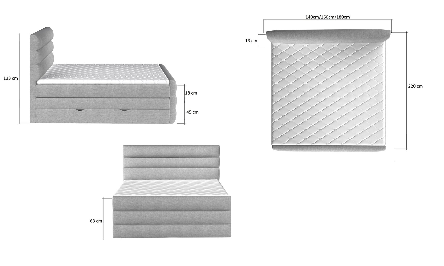 Sänky NORE Cande 07, 160x200 cm, tummansininen hinta ja tiedot | Sängyt | hobbyhall.fi