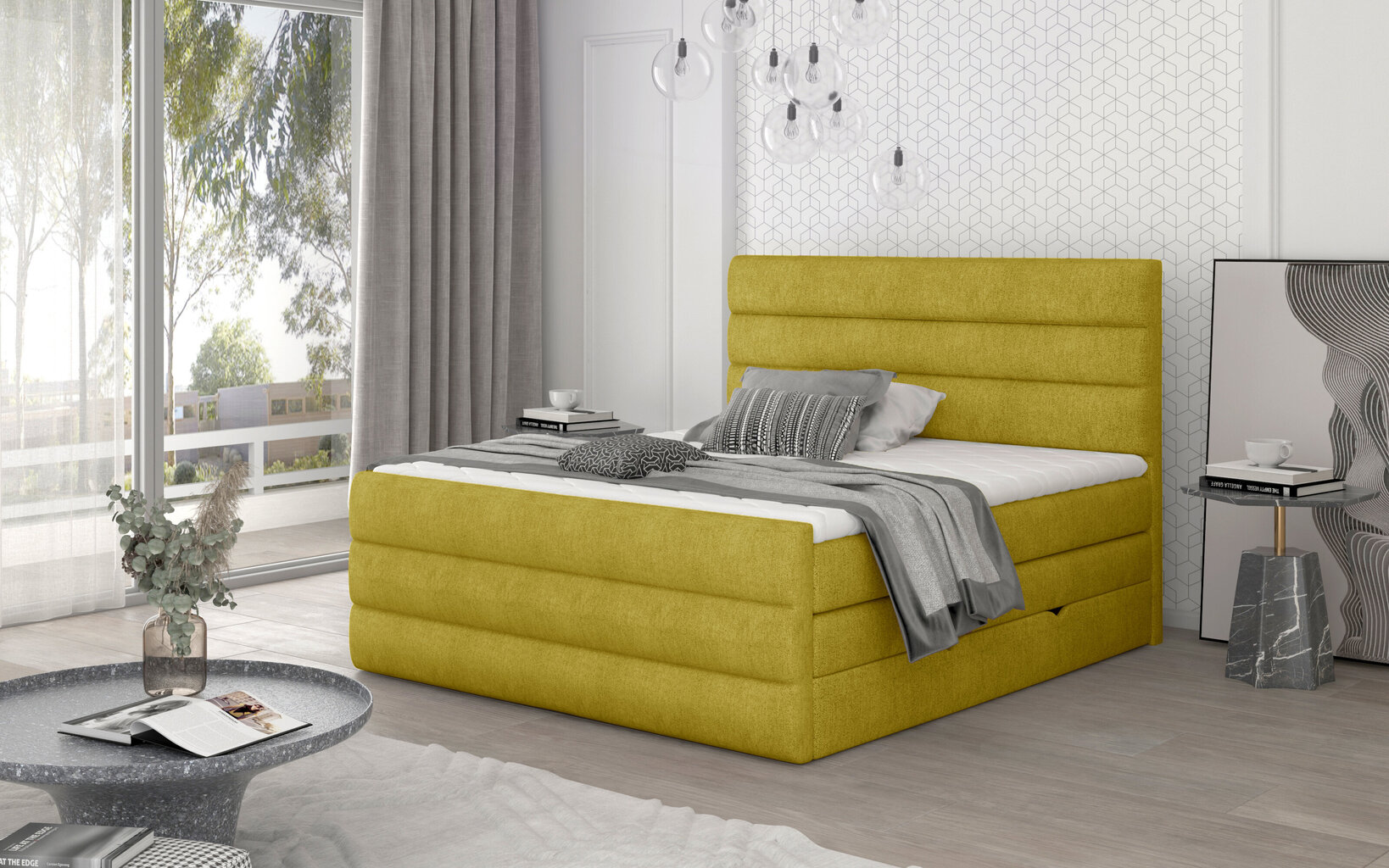 Sänky NORE Cande 08, 160x200 cm, keltainen hinta ja tiedot | Sängyt | hobbyhall.fi