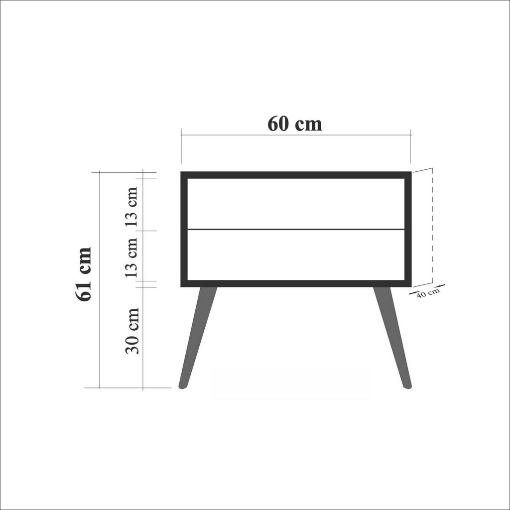 Yöpöytä Kalune Design 863 (VIII), 61 cm, tammi/tummanvihreä hinta ja tiedot | Yöpöydät | hobbyhall.fi