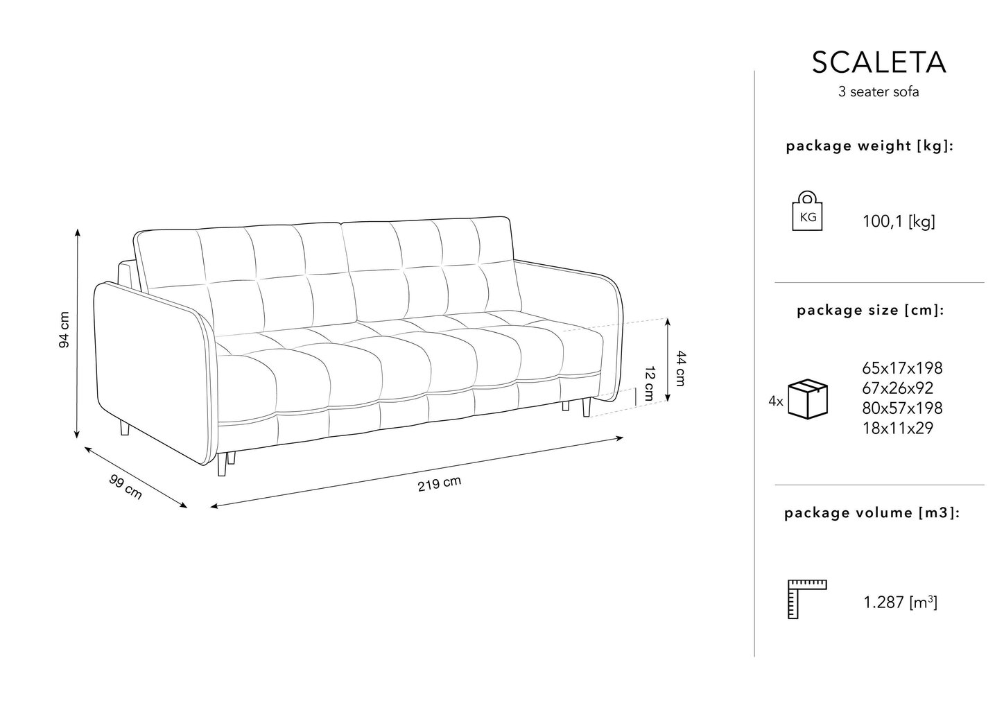 Kolmen istuttava sohva Micadoni Home Scale, beige/kulta hinta ja tiedot | Sohvat ja vuodesohvat | hobbyhall.fi