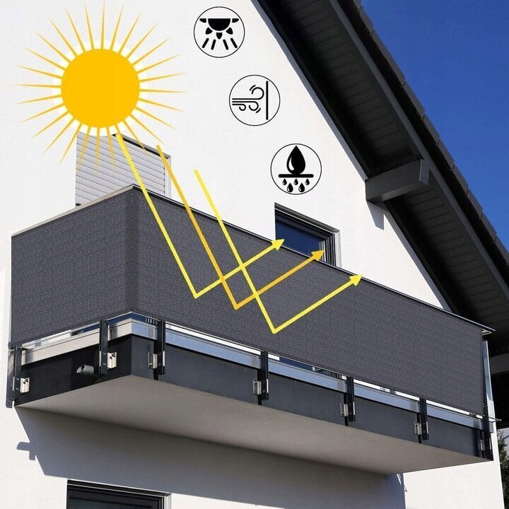 Parvekeverho HDPE narulla, 100 x 500 cm, tummanharmaa hinta ja tiedot | Aurinkovarjot ja markiisit | hobbyhall.fi