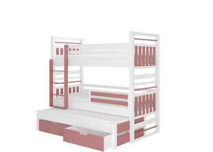 Lasten sänky Hippo 208 x 97 x 175 cm, valkoinen/vaaleanpunainen hinta ja tiedot | Lastensängyt | hobbyhall.fi