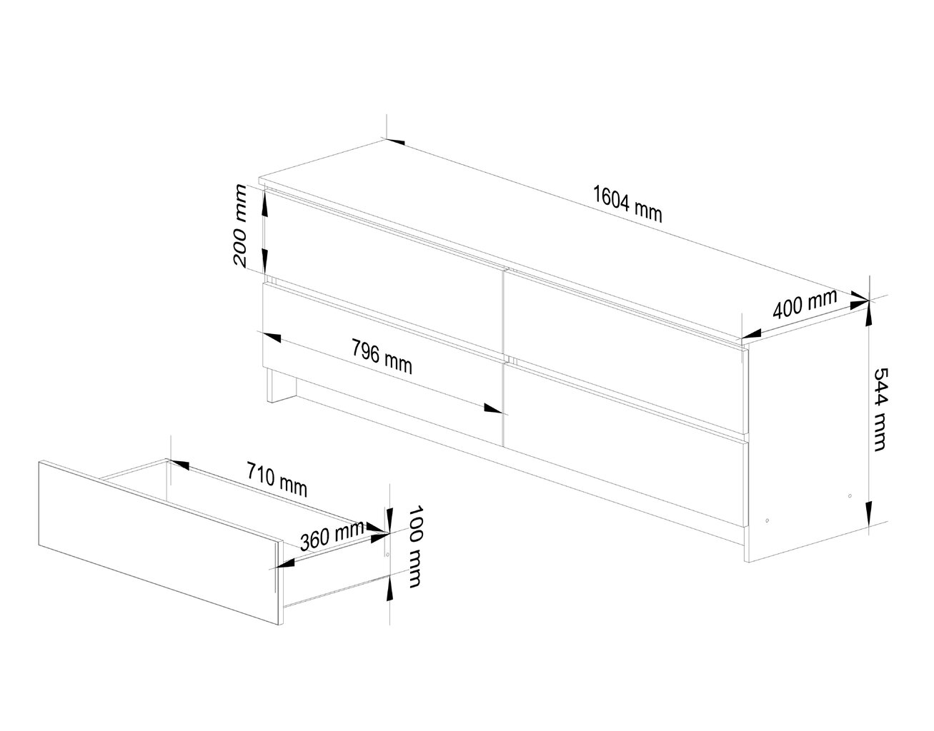 Lipasto Akord K160, valkoinen hinta ja tiedot | Lipastot | hobbyhall.fi